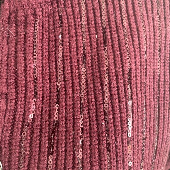 NWT Women's Nine West Quarter Zip Burgundy Pullover Sweater Sequined - Small - Picture 3 of 5